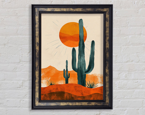 The Sun Cactus Desert Framed Print