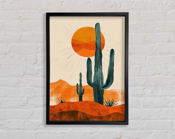 The Sun Cactus Desert Framed Print