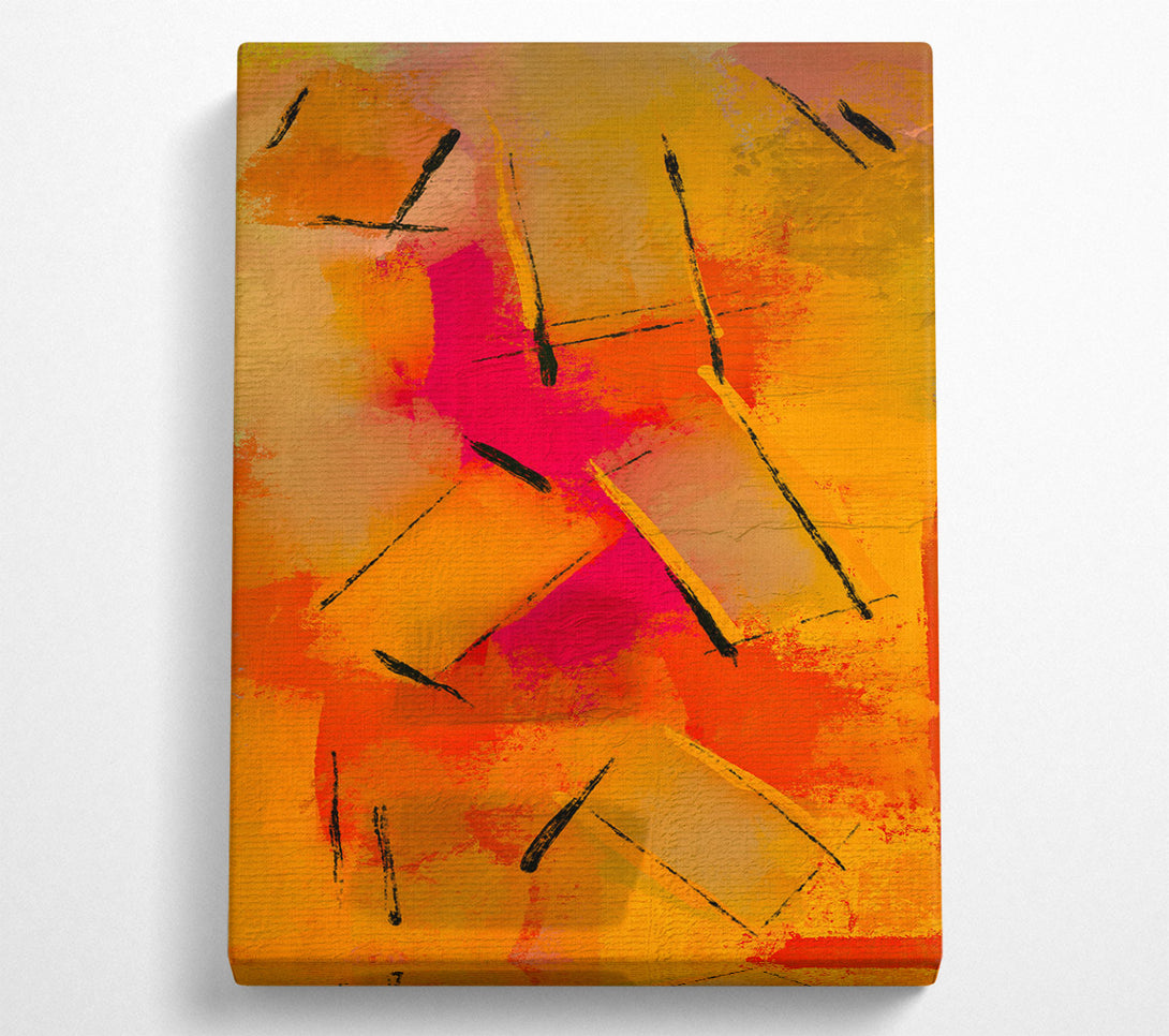 A Canvas Print of Orange Abstract Strokes Canvas Wall Art