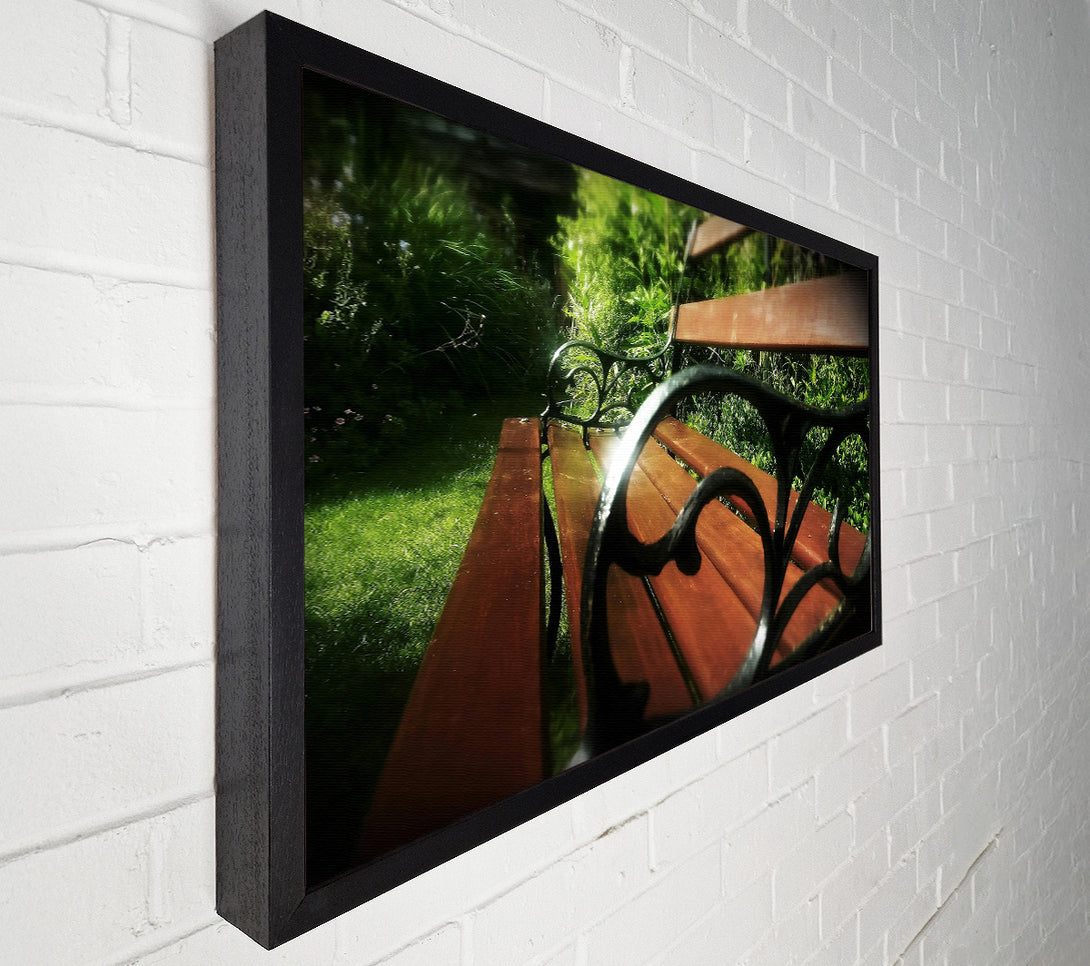  A Canvas Print of Sunlit Mahogany Bench Canvas Art