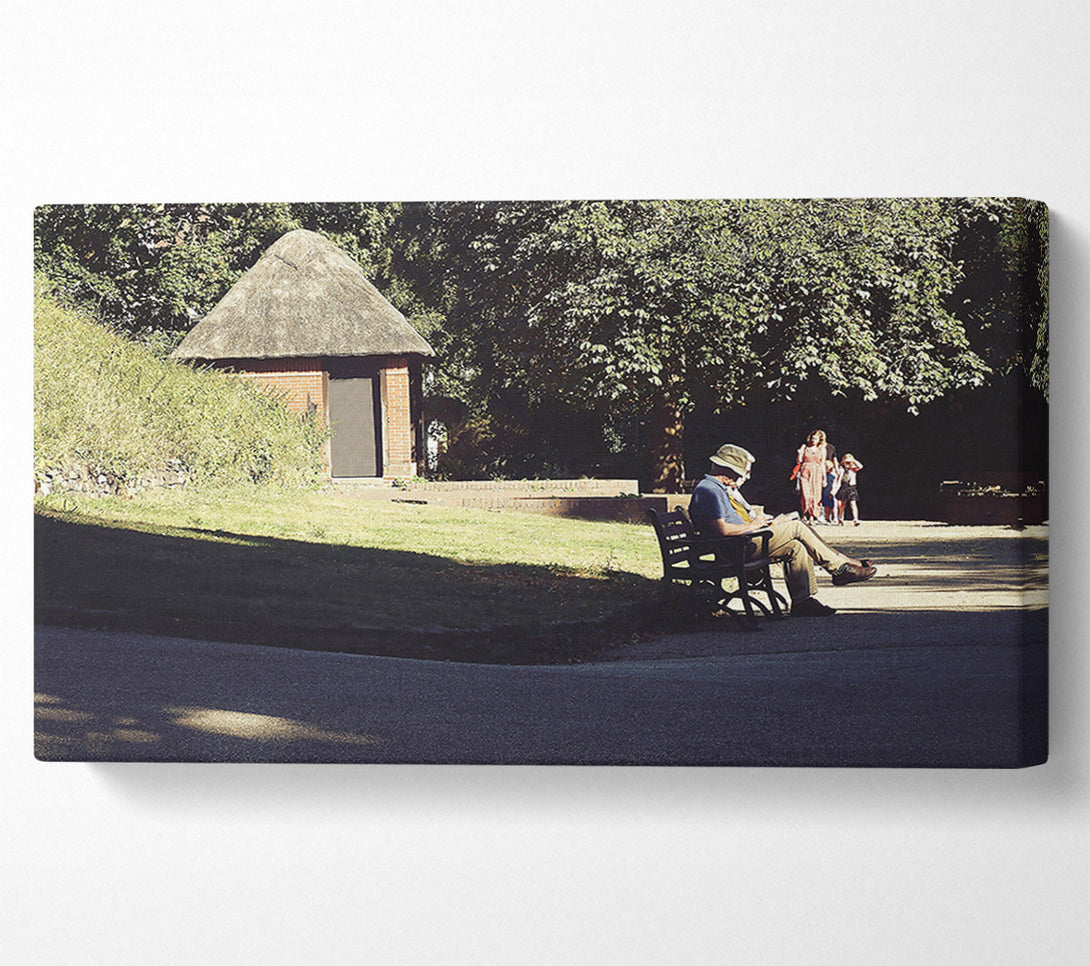  A Canvas Print of Green Bench Solitude Canvas Art