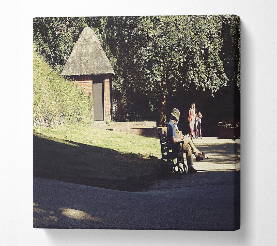  A Canvas Print of Green Bench Solitude Canvas Art