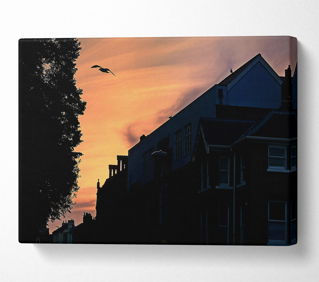 A Canvas Print of Orange Sky Silhouette Canvas Wall Art