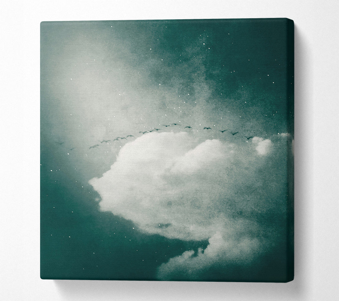  A Canvas Print of Teal Sky Flight Canvas Print