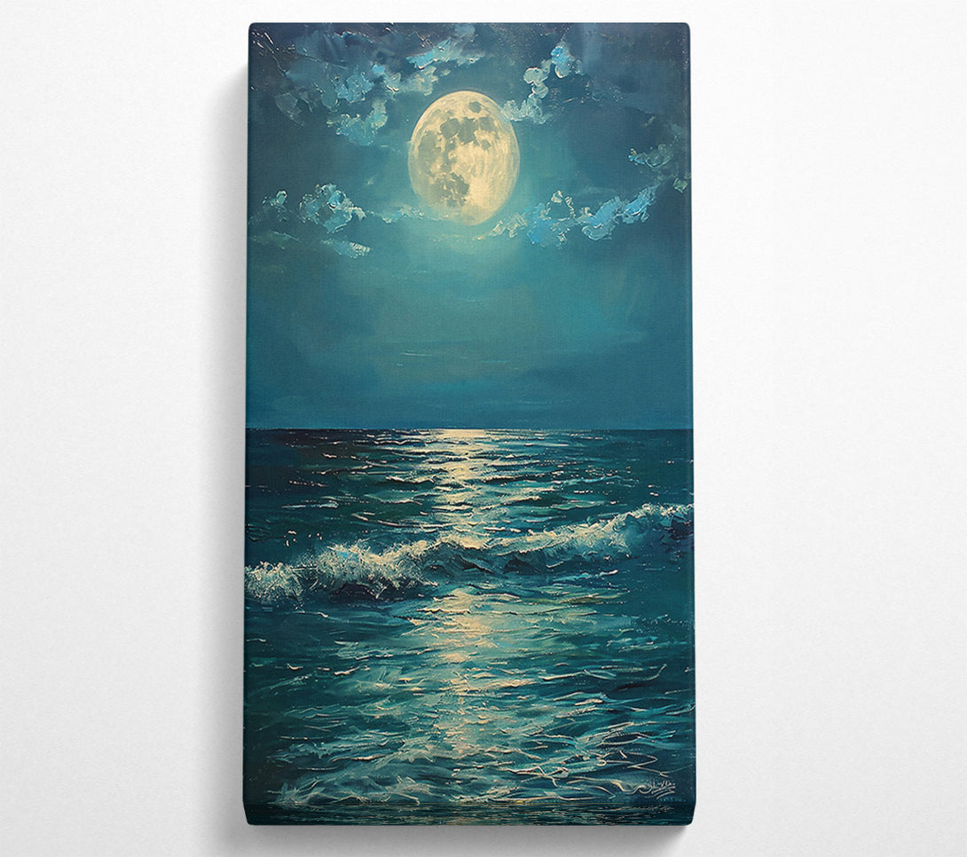  A Canvas Print of Teal Moonlit Sea Canvas Art