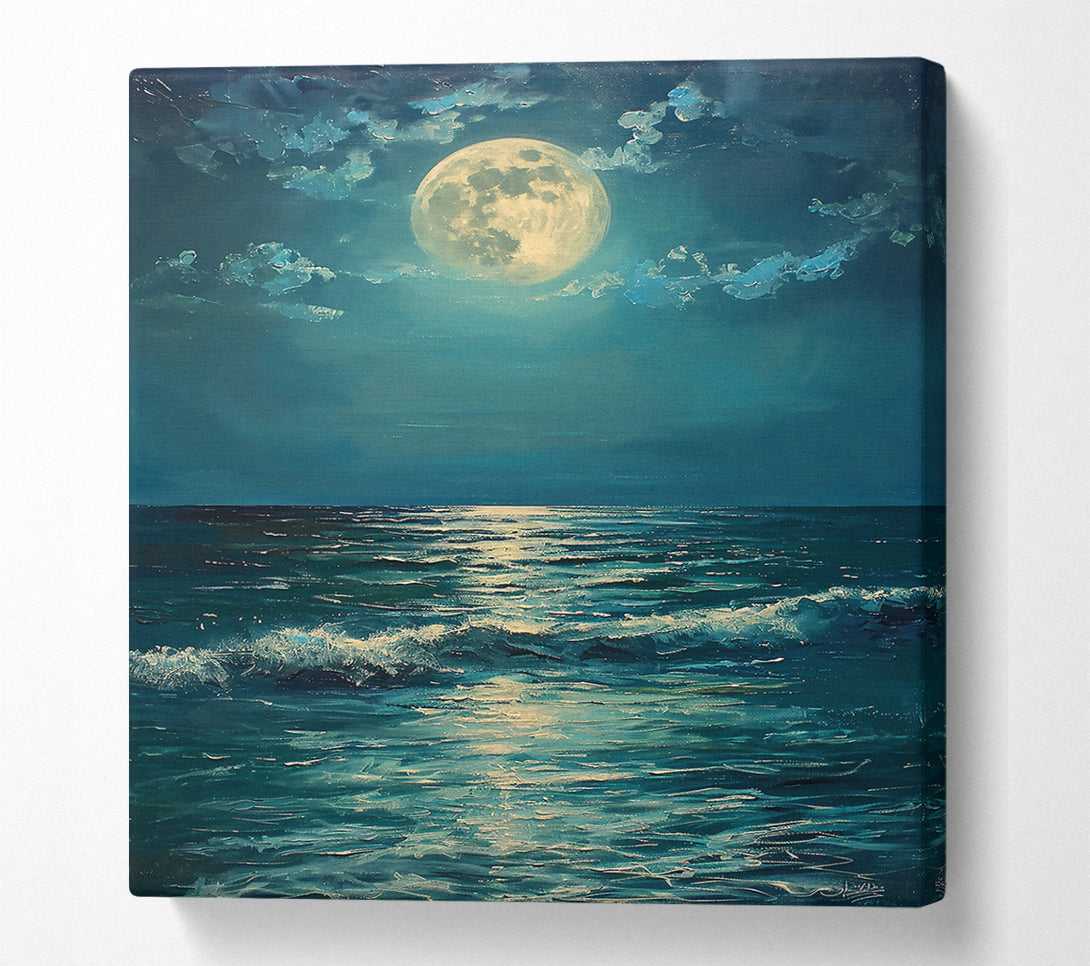  A Canvas Print of Teal Moonlit Sea Canvas Art