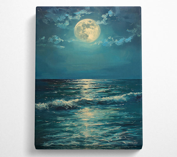  A Canvas Print of Teal Moonlit Sea Canvas Art