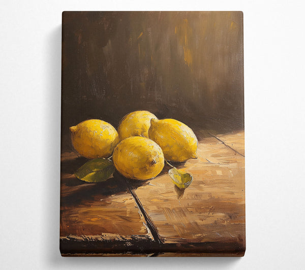  A Canvas Print of Golden Lemons Still Life Canvas Print