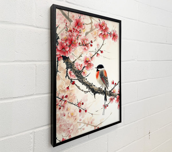 Pink Blossoms And Bird