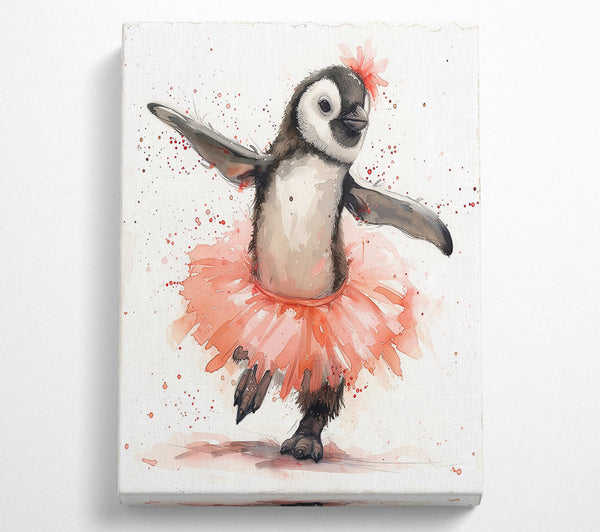  A Canvas Print of Pink Penguin Ballerina Canvas Print