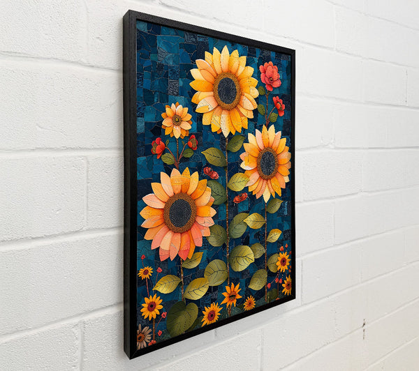 Mosaic Sunflowers In Teal