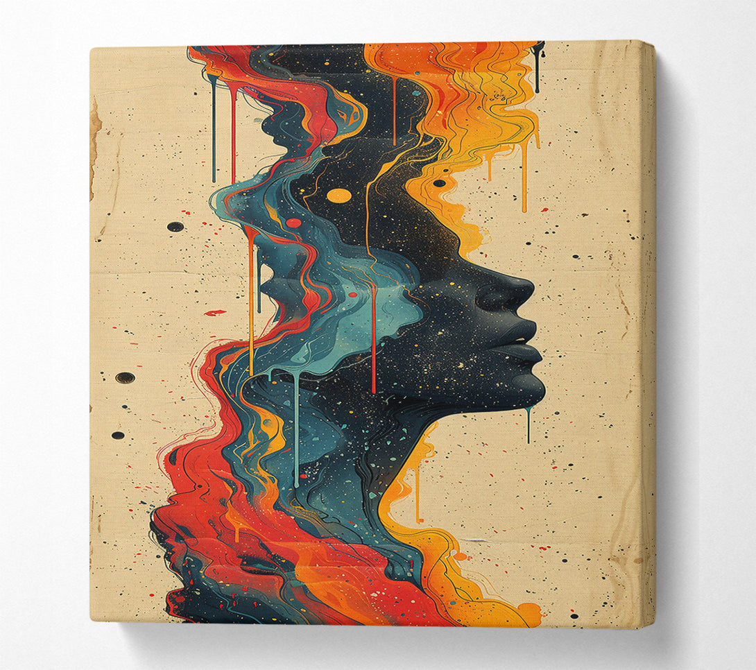  A Canvas Print of Orange Cosmic Drips Canvas Wall Art