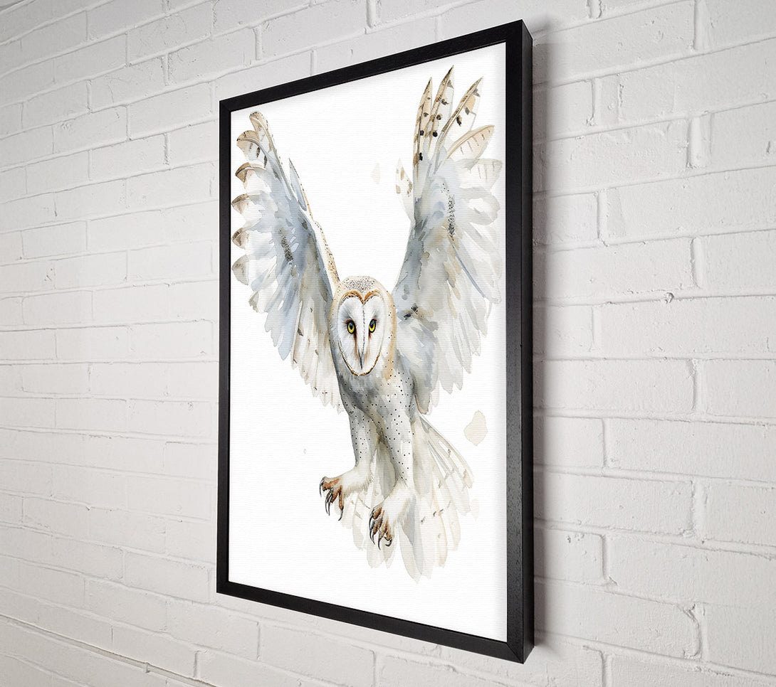  A Canvas Print of White Owl In Flight Canvas Print
