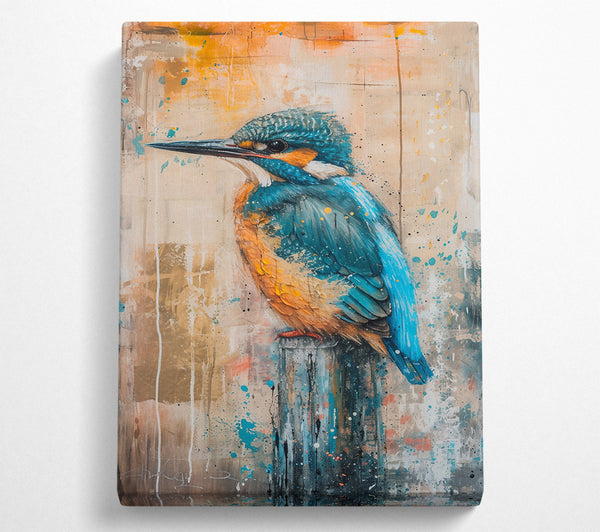  A Canvas Print of Azure Kingfisher Perch Canvas Art