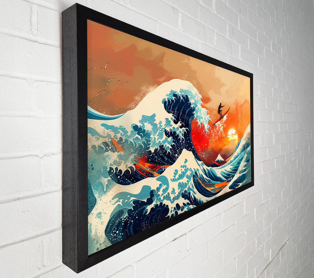  A Canvas Print of Orange Sunset Wave Canvas Print
