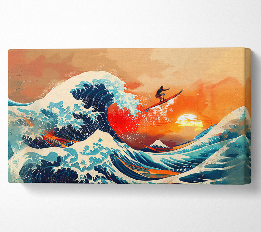  A Canvas Print of Orange Sunset Wave Canvas Print