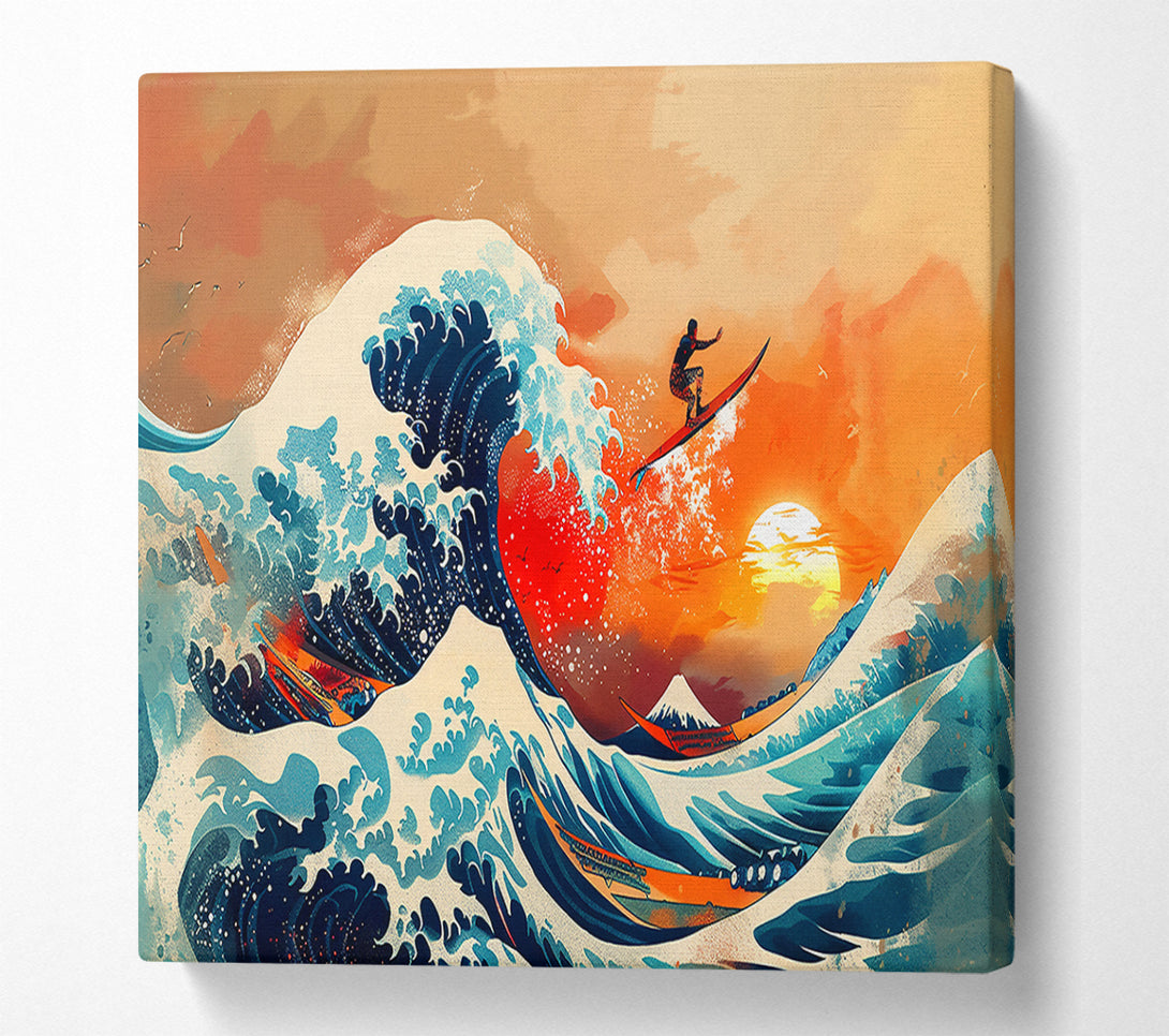  A Canvas Print of Orange Sunset Wave Canvas Print
