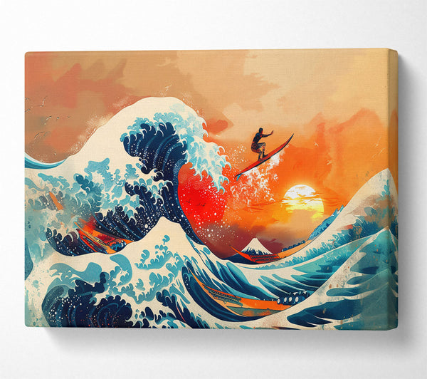  A Canvas Print of Orange Sunset Wave Canvas Print