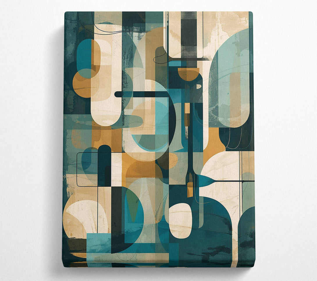  A Canvas Print of Teal Geometric Abstract Canvas Art