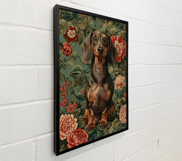 Red Floral Dachshund