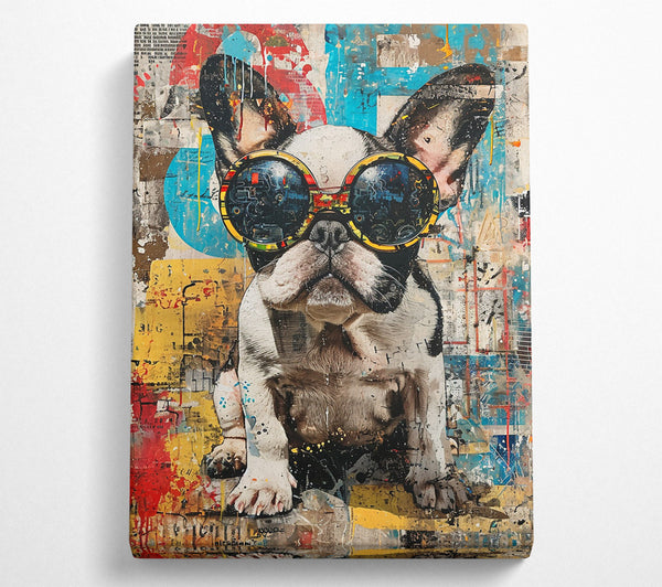  A Canvas Print of Blue Shades Frenchie Canvas Art