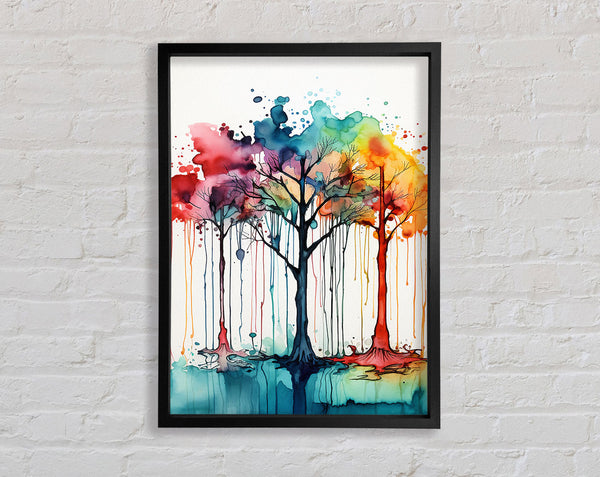 Three Trees Of Watercolour Framed Print