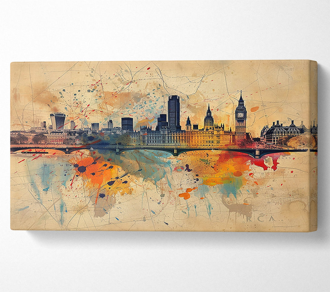  A Canvas Print of Orange London Skyline Canvas Art