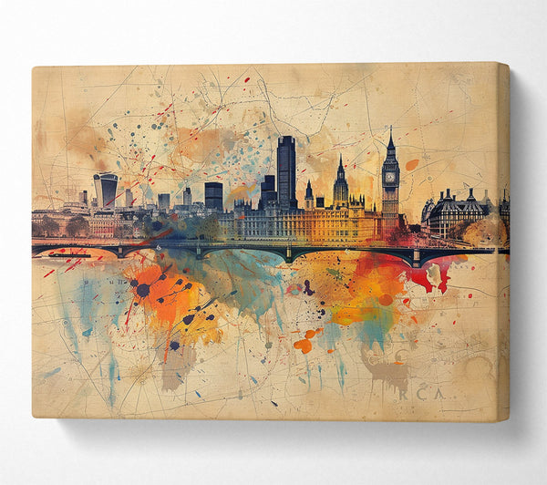  A Canvas Print of Orange London Skyline Canvas Art
