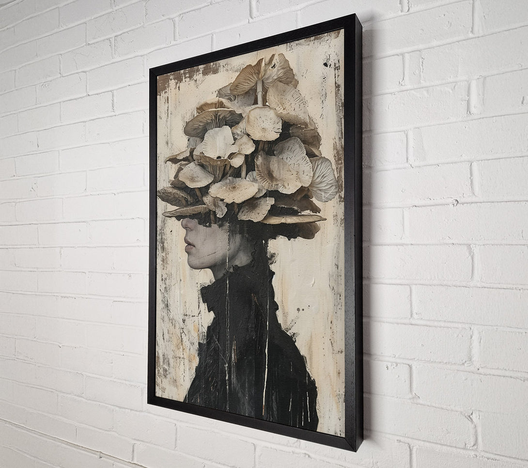  A Canvas Print of Mushroom Shadow, Grey Canvas Print