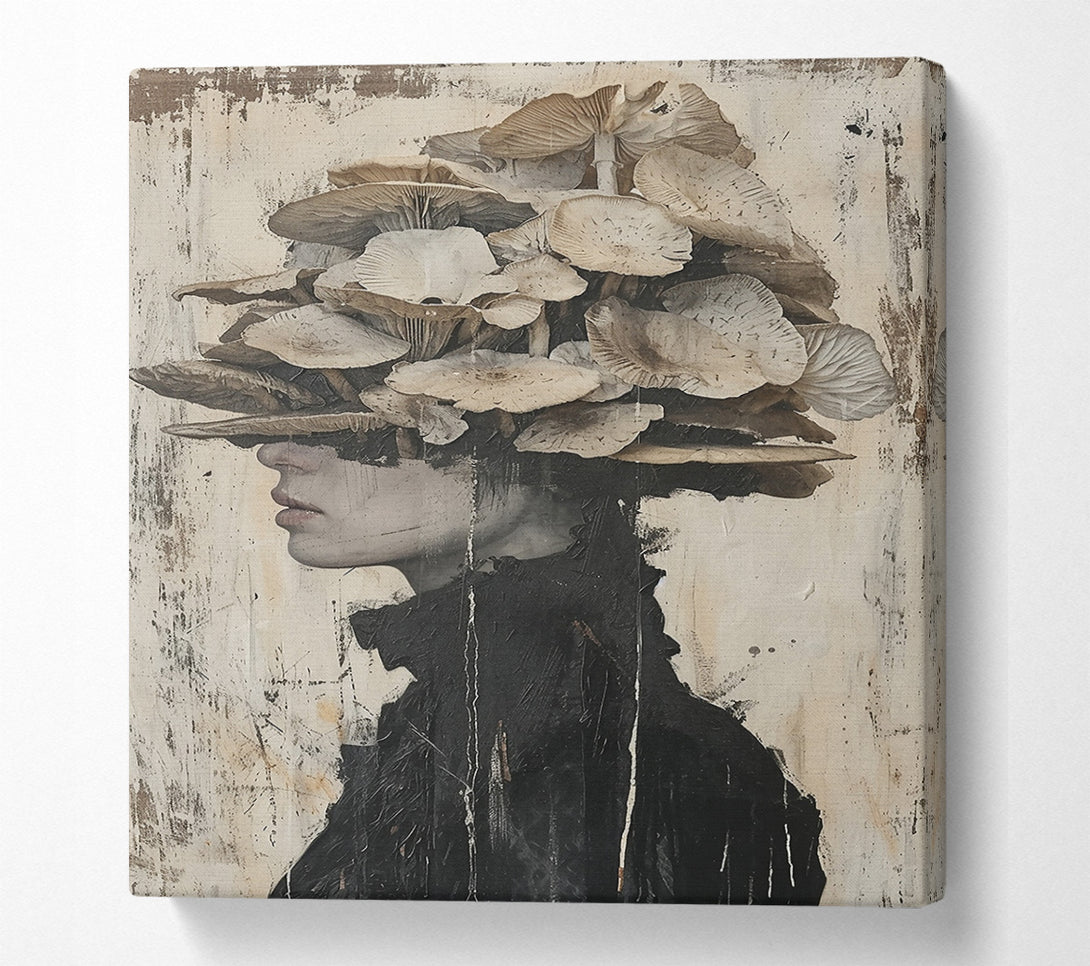  A Canvas Print of Mushroom Shadow, Grey Canvas Print