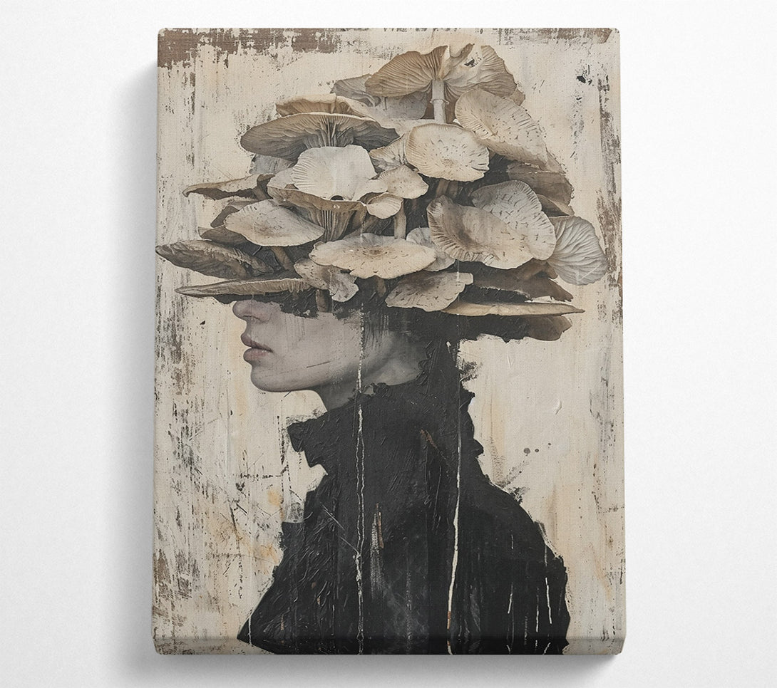  A Canvas Print of Mushroom Shadow, Grey Canvas Print