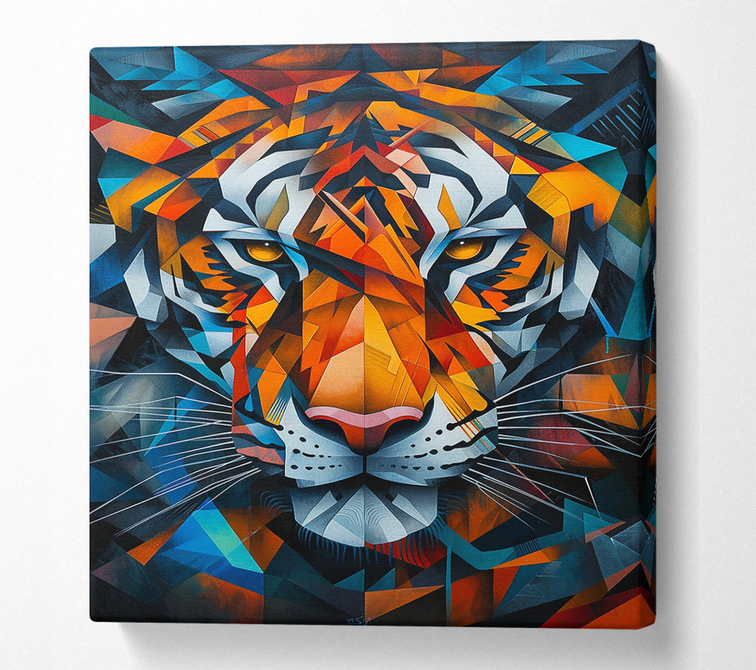  A Canvas Print of Orange Geometric Tiger Canvas Print