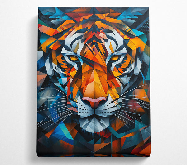  A Canvas Print of Orange Geometric Tiger Canvas Print