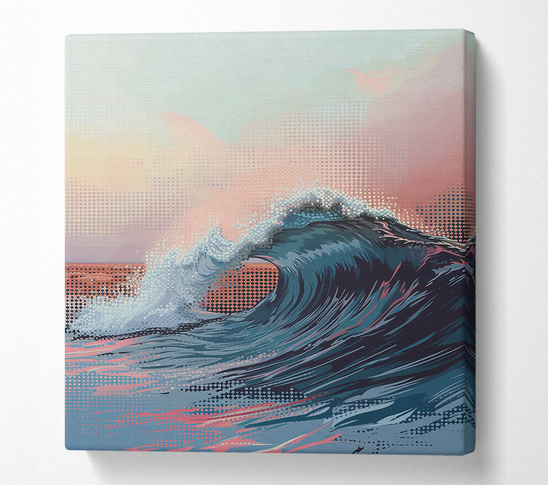  A Canvas Print of Blue Ocean Wave Crashing Canvas Wall Art