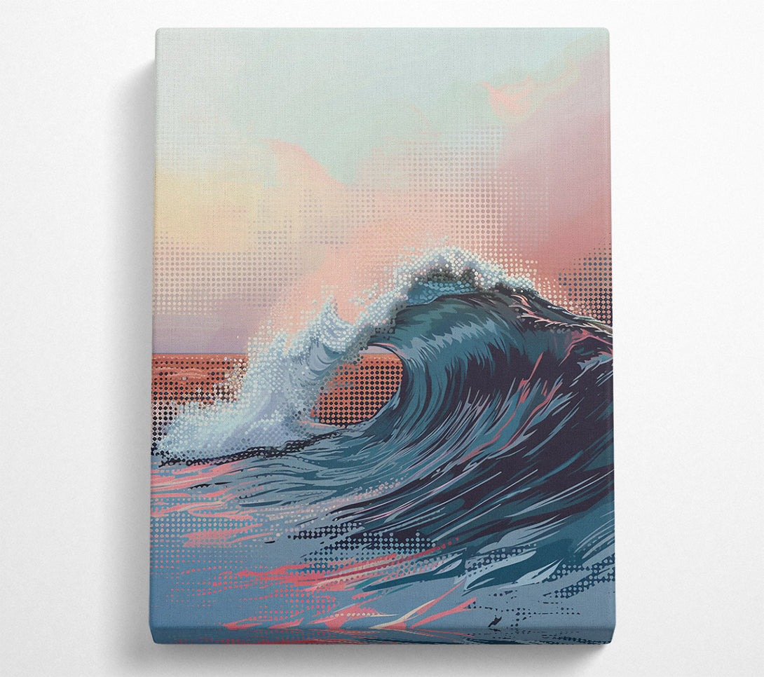  A Canvas Print of Blue Ocean Wave Crashing Canvas Wall Art