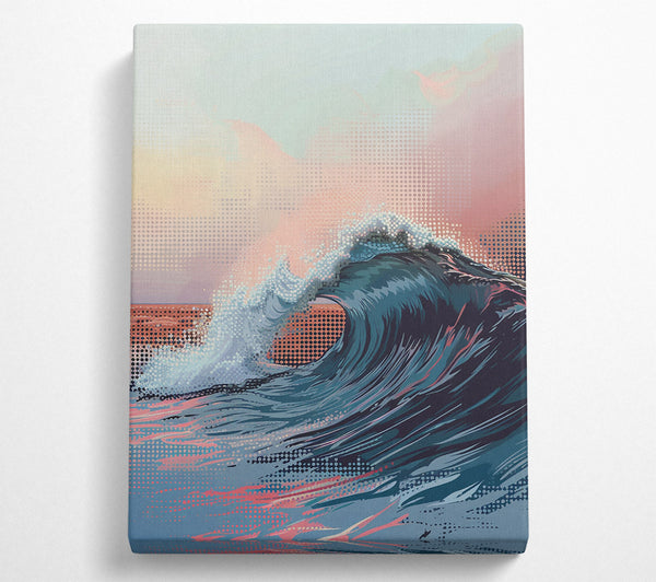  A Canvas Print of Blue Ocean Wave Crashing Canvas Wall Art