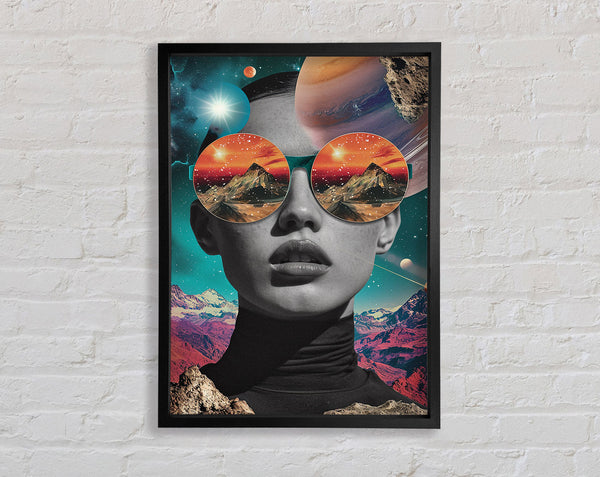 Through The Galaxy Woman Framed Print