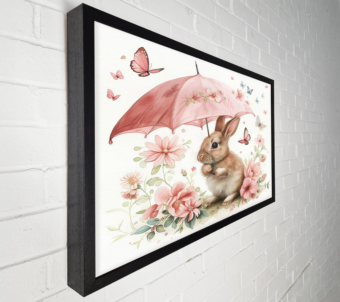  A Canvas Print of Pink Bunny Under Umbrella Canvas Art
