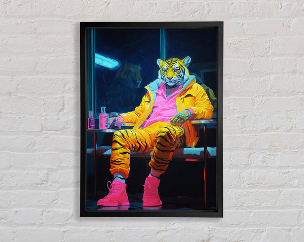 Tiger Chilling With A Drink Framed Print