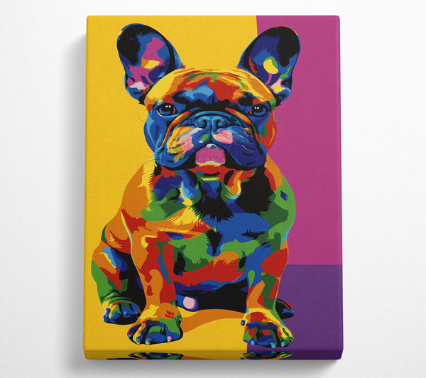  A Canvas Print of Blue Frenchie Frenzy Canvas Art