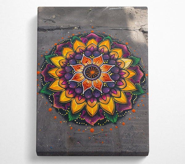  A Canvas Print of Orange Mandala Bloom Canvas Wall Art