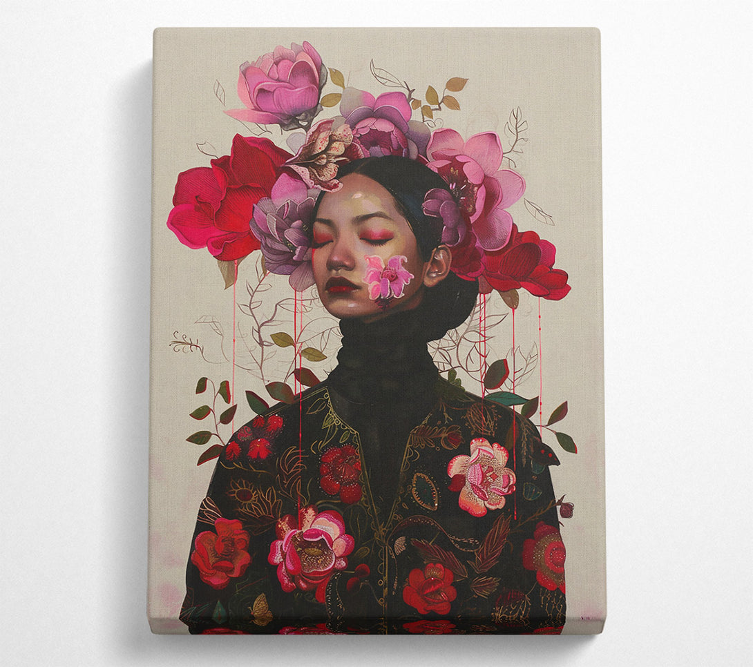  A Canvas Print of Crimson Bloom Embrace Canvas Wall Art