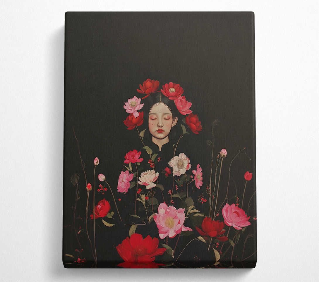  A Canvas Print of Crimson Bloom Embrace Canvas Wall Art