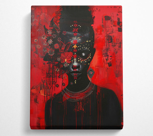 A Canvas Print of Crimson Woman'S Gaze Canvas Wall Art