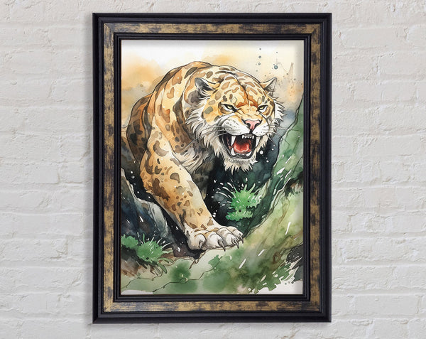 Tiger Watercolour Framed Print