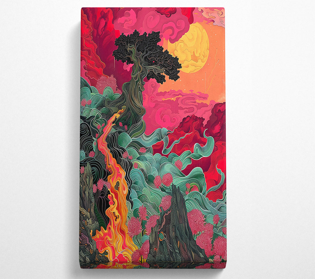  A Canvas Print of Crimson Dreamscape Flowing Canvas Print