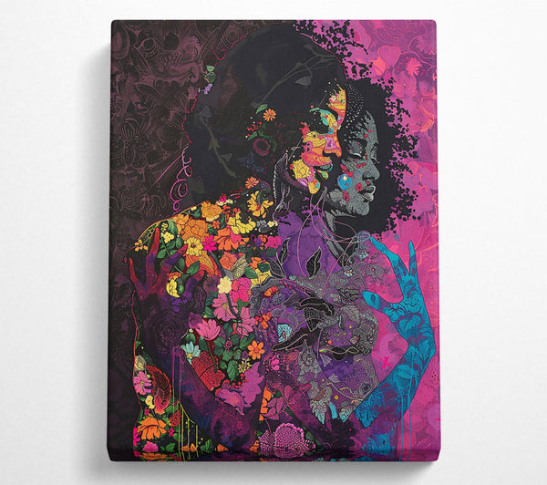  A Canvas Print of Pink Floral Embrace Canvas Wall Art