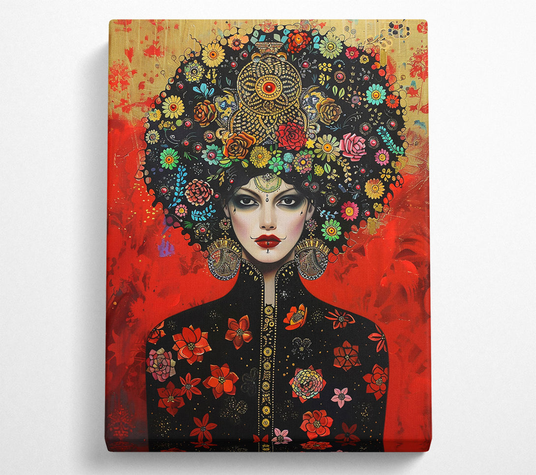  A Canvas Print of Crimson Floral Embrace Canvas Art