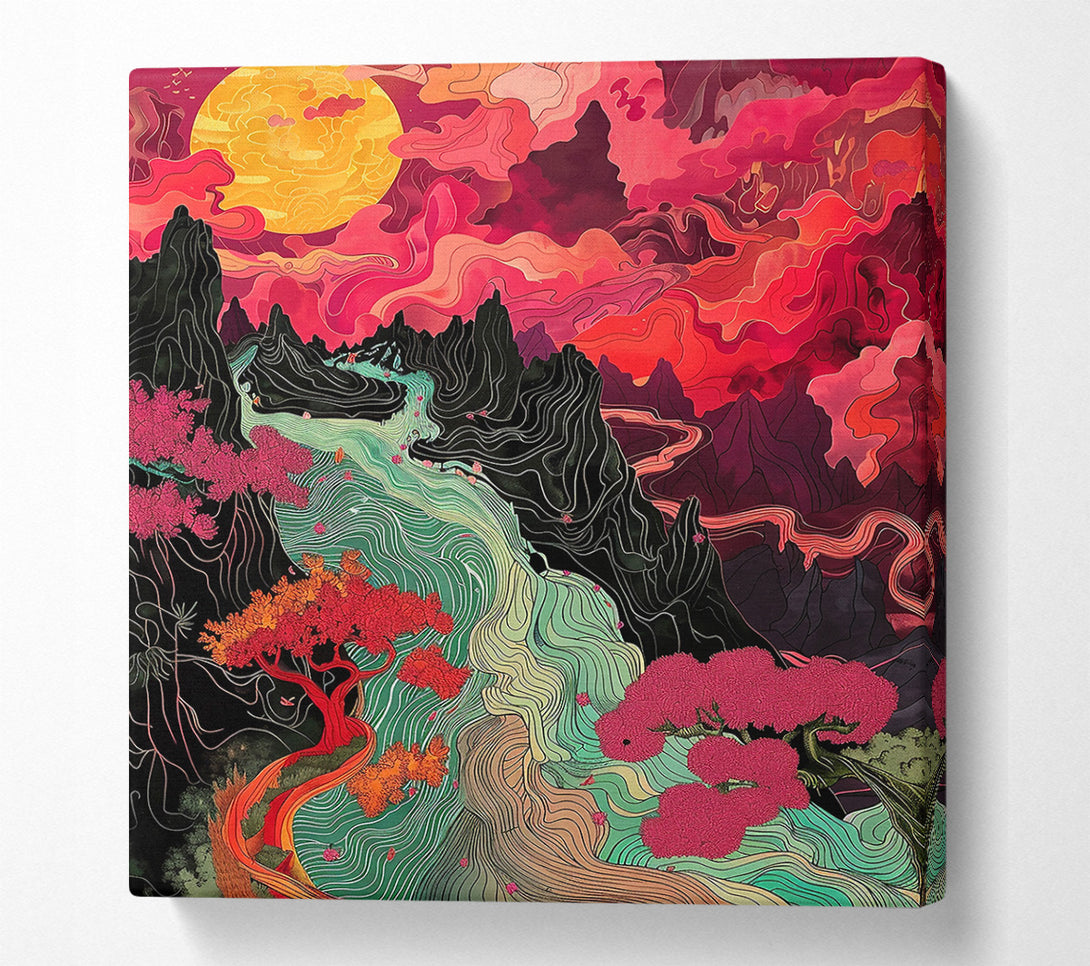  A Canvas Print of Crimson Valley Dreamscape Canvas Art
