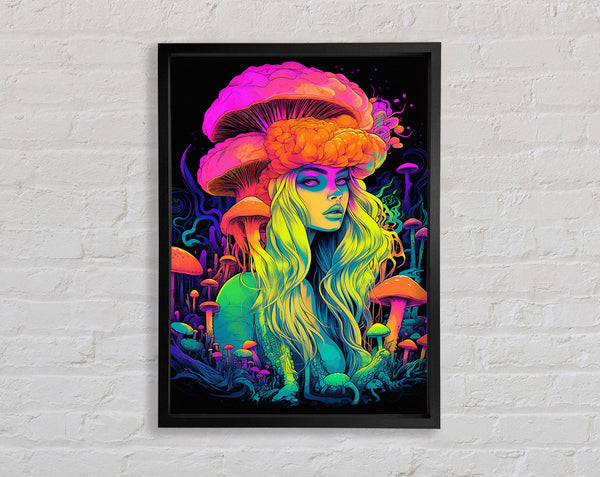 Toadstall Neon Framed Print